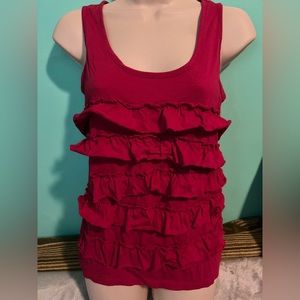 ANN TAYLOR FUSHIA RUFFLED TOP SZ SMALL